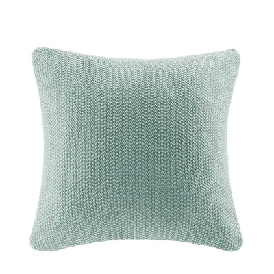 Chunky 26" square knit Breda pillow cover in light blue with zipper closure from the Coastal Vibes collection.