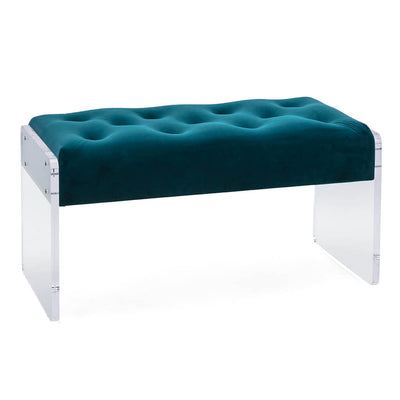 Modern velvet Teal bench with tufted cushion from the Let's Teal Away collection.